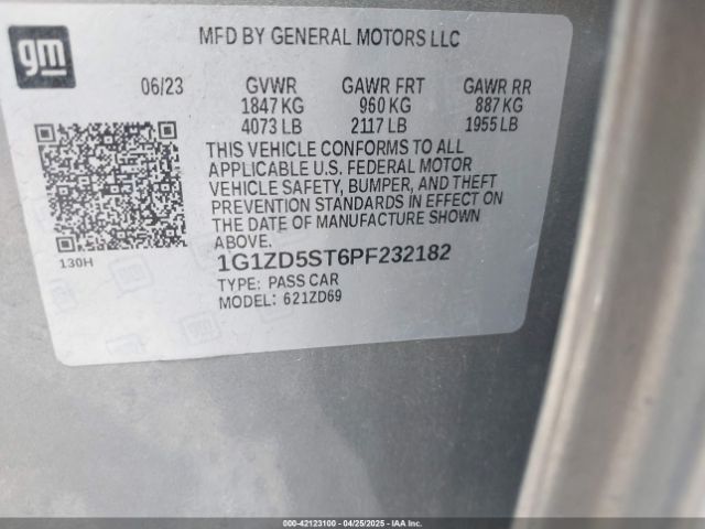 1G1ZD5ST6PF232182 Chevrolet Malibu Fwd 1lt