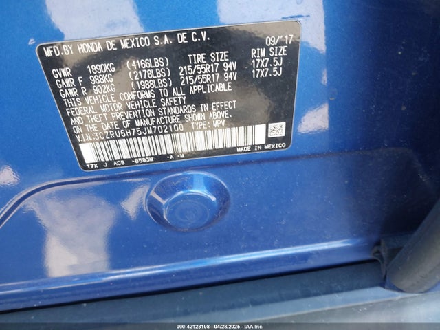 3CZRU6H75JM702100 Honda Hr-v Ex-l