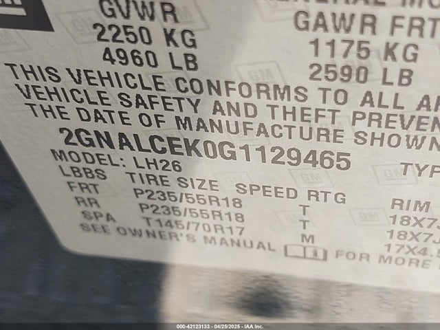 2GNALCEK0G1129465 Chevrolet EQUINOX LT