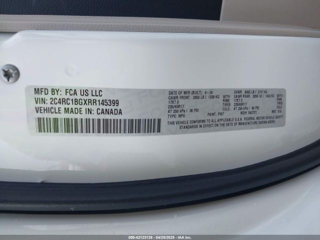2C4RC1BGXRR145399 Chrysler Pacifica Touring L