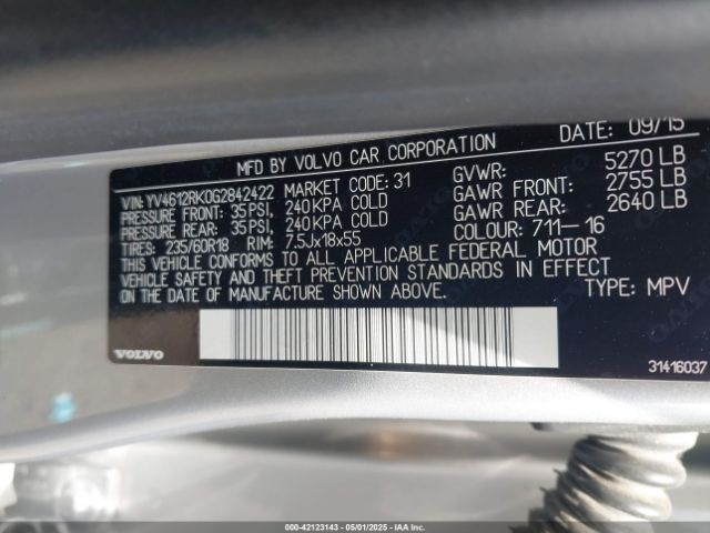 YV4612RK0G2842422 Volvo Xc60 T5 Premier