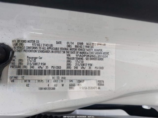 1FADP3K25EL251024 Ford FOCUS SE