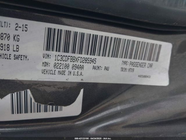 1C3CDFBBXFD285945 Dodge DART SXT