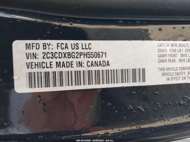 2C3CDXBG2PH550671 Dodge Charger Sxt