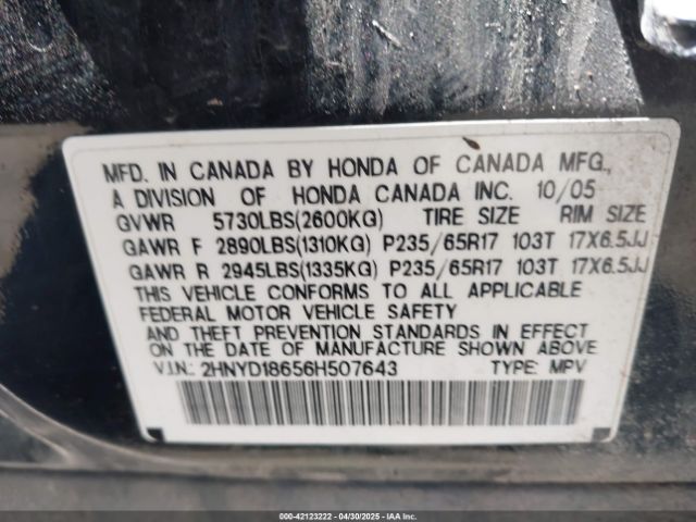 2006 ACURA MDX 2HNYD18656H507643 Photo 8