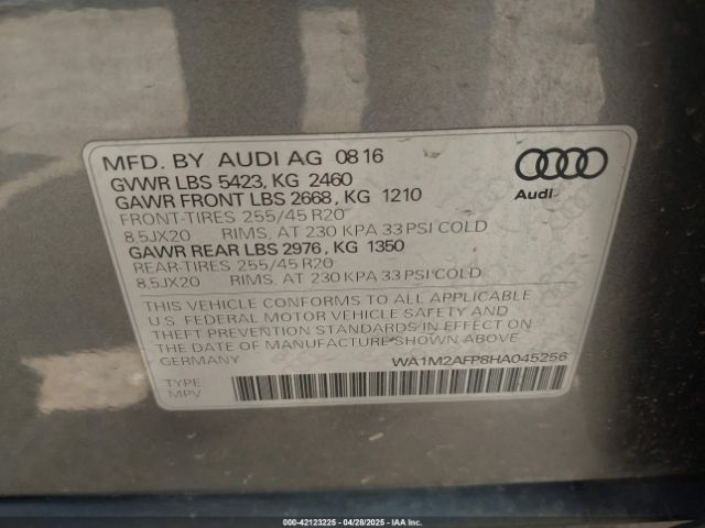 WA1M2AFP8HA045256 Audi Q5 2.0t Premium