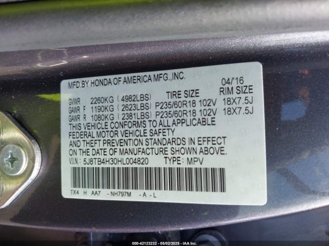 5J8TB4H30HL004820 Acura Rdx Acurawatch Plus Package