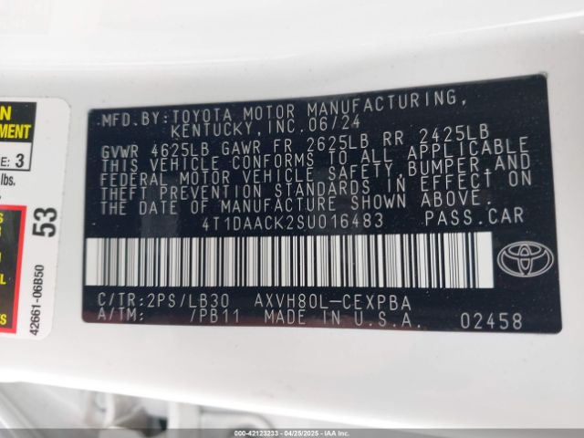 4T1DAACK2SU016483 Toyota CAMRY XSE