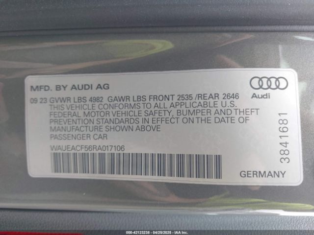 2024 AUDI A5 SPORTBACK WAUEACF56RA017106 Photo 8