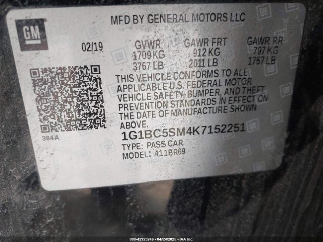 1G1BC5SM4K7152251 Chevrolet CRUZE LS