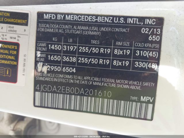 2013 MERCEDES-BENZ ML 350 BLUETEC 4JGDA2EB0DA201610 Photo 8