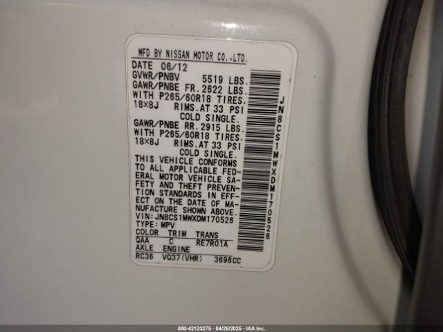 2013 INFINITI FX37 JN8CS1MWXDM170526 Photo 8