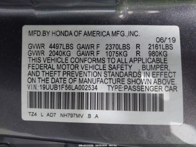 19UUB1F56LA002534 Acura Tlx Tech Package