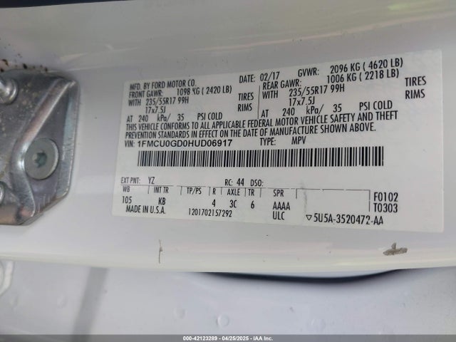 1FMCU0GD0HUD06917 Ford ESCAPE SE
