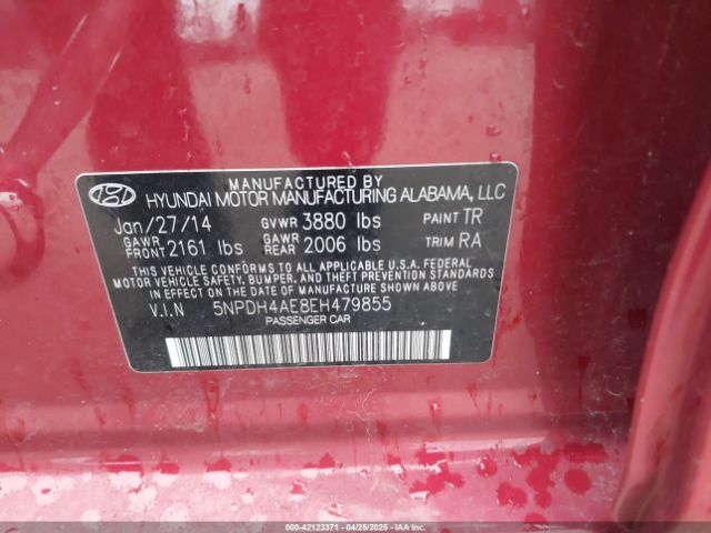 5NPDH4AE8EH479855 Hyundai ELANTRA SE