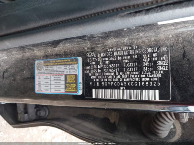 5XYPGDA5XGG168325 KIA Sorento 3.3l Lx