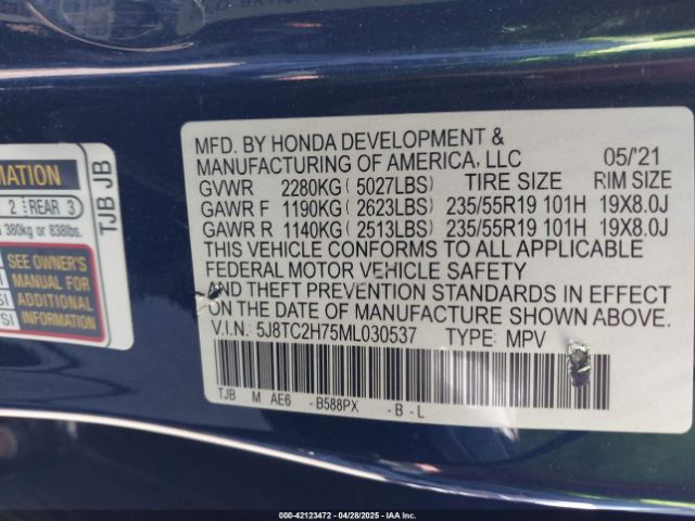 2021 ACURA RDX 5J8TC2H75ML030537 Photo 8