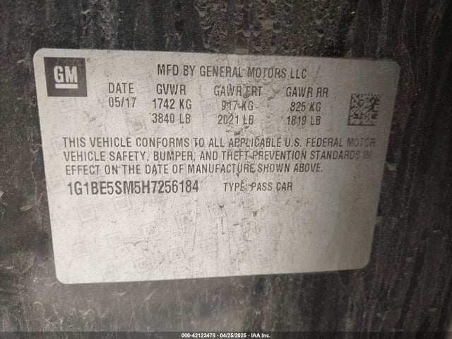 1G1BE5SM5H7256184 Chevrolet Cruze Lt Auto