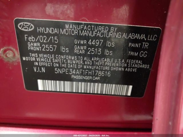 5NPE34AF1FH178616 Hyundai Sonata Sport