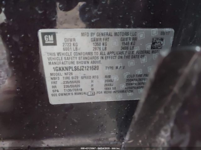 1GKKNPLS6JZ121620 GMC Acadia Denali