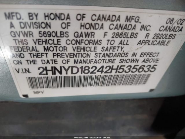 2002 ACURA MDX 2HNYD18242H535635 Photo 8