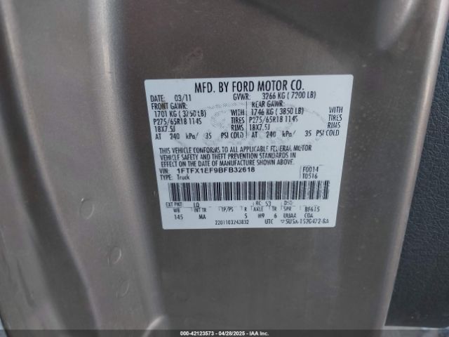 2011 FORD F-150 1FTFX1EF9BFB32618 Photo 8
