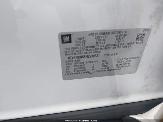 1GYKNCRS5HZ230621 Cadillac Xt5 Premium Luxury