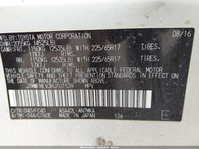 JTMWFREV3HJ101539 Toyota 2ar-fe