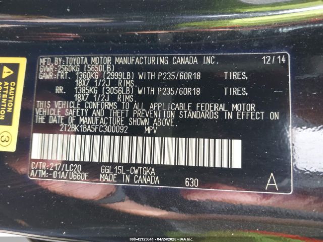 2T2BK1BA5FC300092 Lexus RX 350