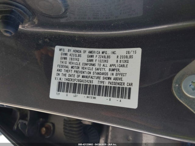 1HGCR2F39GA024285 Honda ACCORD LX