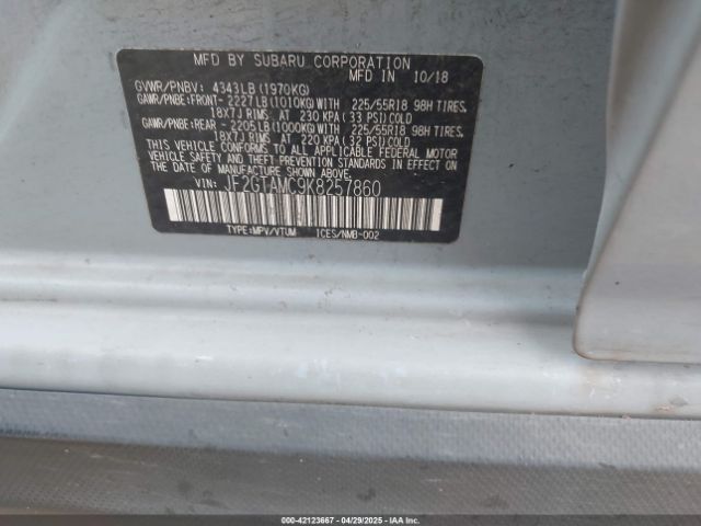 JF2GTAMC9K8257860 Subaru Crosstrek 2.0i Limited