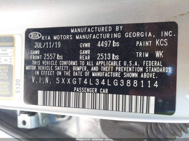 2020 KIA OPTIMA 5XXGT4L34LG388114 Photo 8