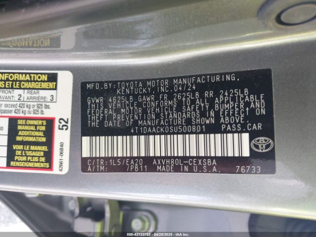 4T1DAACK0SU500801 Toyota CAMRY SE