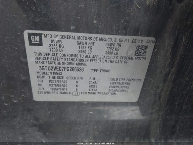 3GTU2VEC7FG286526 GMC Sierra 1500 Slt