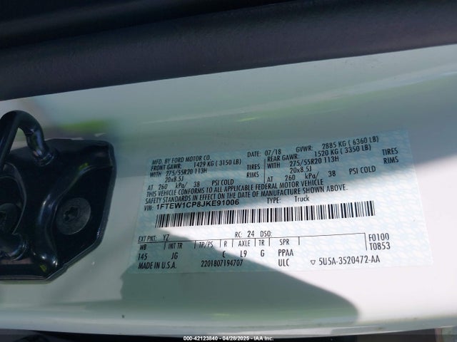1FTEW1CP8JKE91006 Ford F-150 Xl