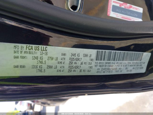 3C4PDCABXHT568999 Dodge JOURNEY SE