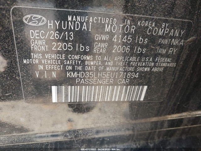 KMHD35LH5EU171894 Hyundai Elantra Gt Base W/blue