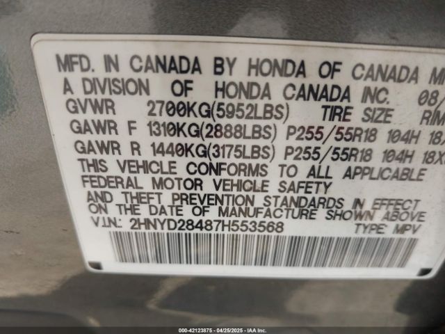 2007 ACURA MDX 2HNYD28487H553568 Photo 8