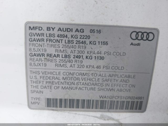 2016 AUDI Q3 WA1GFCFS1GR024881 Photo 8