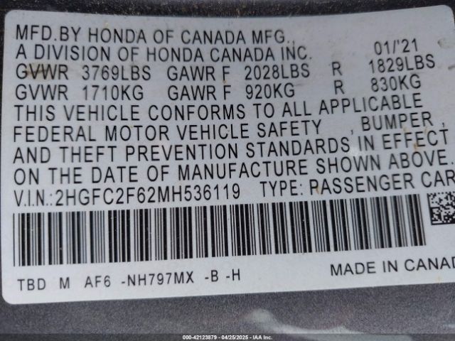 2HGFC2F62MH536119 Honda Civic Lx