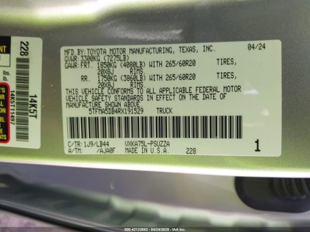 5TFMA5DB4RX191529 Toyota v35a-fts