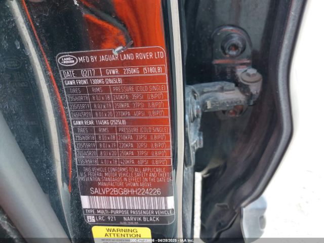 SALVP2BG8HH224226 Land Rover Range Rover Evoque Se/se Premium
