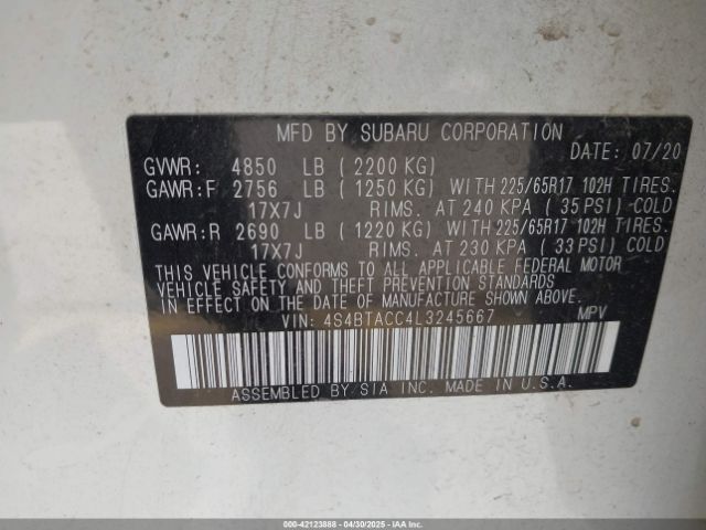 4S4BTACC4L3245667 Subaru u5