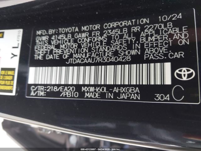JTDACAAU7R3040428 Toyota PRIUS XLE