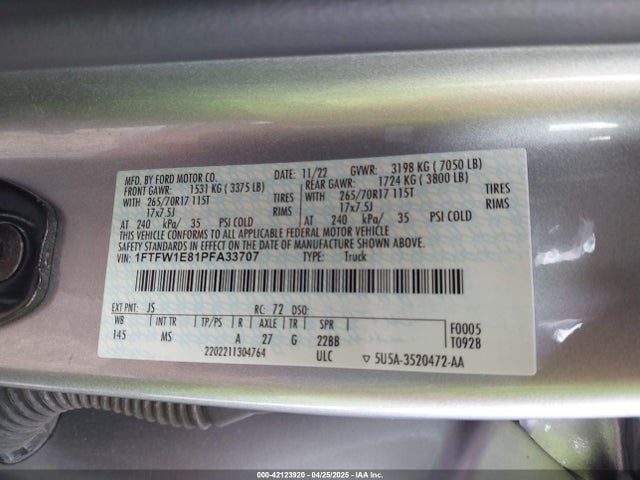 Ford F-150 Xlt 2023 1FTFW1E81PFA33707 Image 9