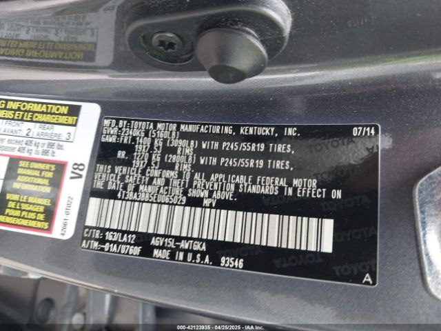 4T3BA3BB5EU065029 Toyota Venza Xle