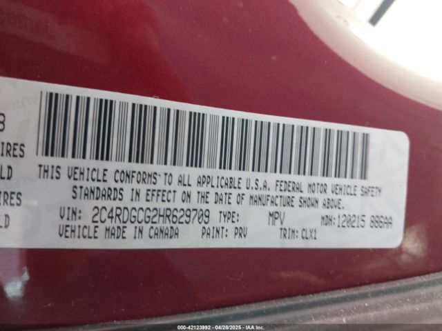 2C4RDGCG2HR629709 Dodge Grand Caravan Sxt