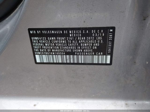 3VWC57BU1KM169304 Volkswagen Jetta 1.4t R-line/1.4t S/1.4t Se