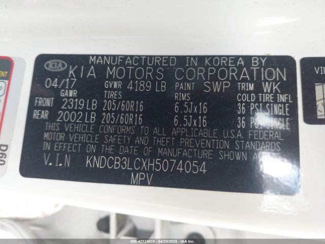 KNDCB3LCXH5074054 KIA NIRO LX