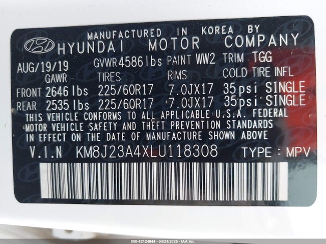 Hyundai TUCSON SE 2020 KM8J23A4XLU118308 Image 9